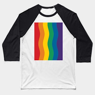 Rainbow Pride Flag (Proud LGBTQ+ Community Pride Flag) Wave Version Baseball T-Shirt